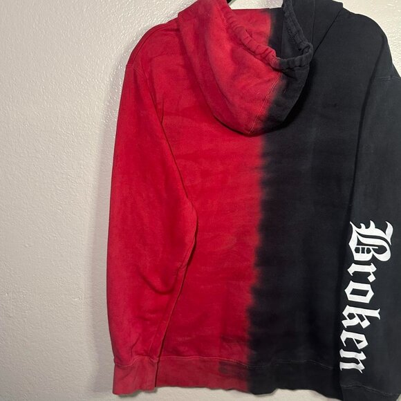 Broken Promises x Hot Stuff Heart Shaped Black & Red Split Dye Hoodie - Picture 5 of 8